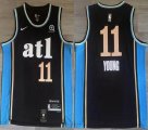 Atlanta Hawks #11 Trae Young black skyblue nba basketball Jersey city version -HL