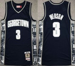 Georgetown Hoyas #3 Allen Iverson Blue throwback Basketball NCAA Jerseys