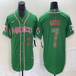 2023 World Cup Mexico #7 Julio Urias green red majestic baseball jerseys 180