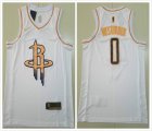 Nike Houston Rockets #0 Russell Westbrook white gold basketball Jerseys-TY