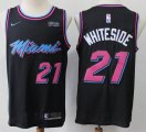 Nike Miami Heat 21 Hassan Whiteside black nba basketball jersey with Sponsor patch- S8