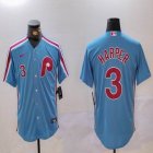 Nike Philadelphia Phillies #3 Bryce Harper skyblue throwback baseball jerseys-BD