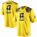 Oregon Ducks #8 Marcus Mariota Yellow With Portrait Print College Football Jersey