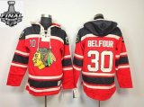 2013 NHL Stanley Cup Chicago Blackhawks BELFOUR 30# Red Hooded Sweatshirt