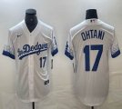 Los Angeles Dodgers #17 Shohei Ohtani white Nike game majestic baseball Jersey -BD 01