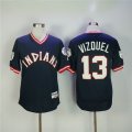 Indians #13 Omar Vizquel dark blue majestic baseball Jersey