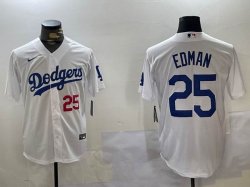 Los Angeles Dodgers #25 Tommy Edman white majestic baseball Jersey 01