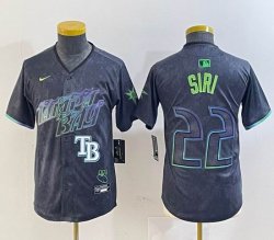 Youth Nike Tampa Bay Rays #22 Jose Siri black majestic baseball jersey city version 03