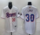 Nike Texas Rangers #30 Nathaniel Lowe white majestic baseball jerseys Champion patch-BD 02