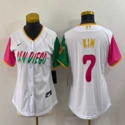 Women Nike San Diego Padres #7 Ha-Seong Kim white red green majestic baseball jersey