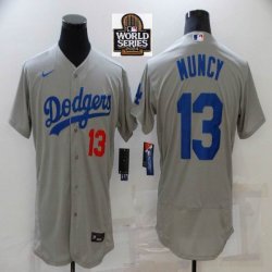 Nike Los Angeles Dodgers #13 Max Muncy gray Flexbase Authentic Collection Jersey-BD