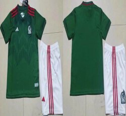 2022 World Cup Mexico Team green kid soccer jersey home