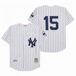 New York Yankees #15 Munson white throwback baseball jersey-SG