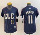 Youth Nike Cleveland Indians #11 Jose Ramirez blue majestic baseball jersey-BD 02