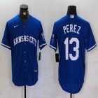 Kansas City Royals #13 Salvador Perez blue nike mlb baseball jersey