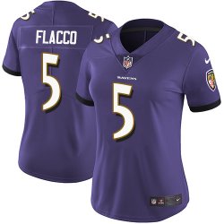 Women Baltimore Ravens #5 Flacco Nike purple Color Rush Limited Jersey