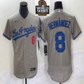 Nike Los Angeles Dodgers #8 Enrique Hernandez gray Flexbase Authentic Collection Jersey