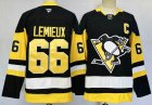 Pittsburgh Penguins #66 M.Lemieux black yellow nhl hockey Jersey C patch -PD