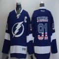 2015 Reebok Tampa Bay Lightning Steven Stamkos #91 blue USA Flag ice hockey jersey