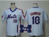 New York Mets 18 Strawberry White Stripe mlb signature jersey