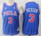 Youth Philadelphia 76ers 3# Allen Iverson Throwback blue nba jersey