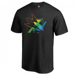 Men\'s San Jose Sharks Fanatics Branded Black Rainbow Pride T-Shirt