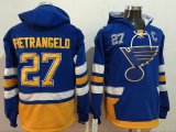 St. Louis Blues #27 Blues Alex Pietrangelo blue yellow NHL hooded sweatshirt