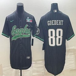 2023 super bowl Nike Philadelphia Eagles #88 Dallas Goedert black baseball jerseys Joint name-BD 01