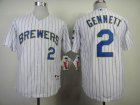 Milwaukee Brewers 2 Scooter Gennett white blue stripe mlb Jerseys