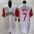 2023 World Cup Mexico #7 Julio Urias white red majestic baseball jerseys 59