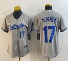 Youth Los Angeles Dodgers #17 Shohei Ohtani gray Nike majestic baseball Jersey Joint name -BD 15