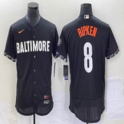 Nike Baltimore Orioles #8 Cal Ripken black Flexbase Authentic Collection Jersey big logo-BD 01