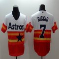 Houston Astros Authentic #7 Craig Biggio throwback Orange white baseball jersey