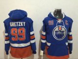 2017 Edmonton Oilers #99 Wayne Gretzky blue hockey Hooded Sweatshirt