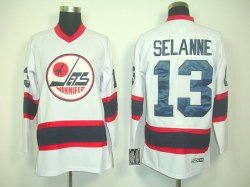 Winnipeg Jets 13 Selanne white Throwback jerseys