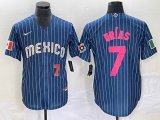 2023 World Cup Mexico #7 Julio Urias blue majestic baseball jerseys 03