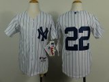 youth New York Yankees Jacoby Ellsbury 22# White blue stripe MLB Jersey