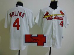 St.Louis Cardinals #4 Yadier Molina white MLB signature Jersey