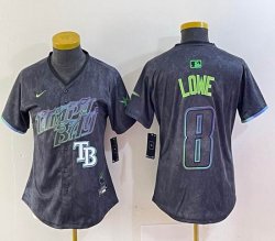 Women Nike Tampa Bay Rays Brandon Lowe black majestic baseball jersey city version 03