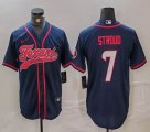 Houston Texans #7 C.J. Stroud dark blue baseball jersey Joint Name 02