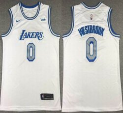 Nike NBA Los Angeles Lakers #0 Russell Westbrook white nba basketball Jerseys City version -XD