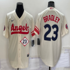 Nike Los Angeles Angels Nike Los Angeles Angels #23 Archie Bradley beige majestic baseball Jersey 01