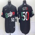 Mexico Dodgers #50 Mookie Betts black majestic baseball Jersey 01