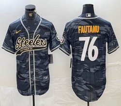 Nike Steelers #76 Fautanu gray camo baseball Joint name -BD 01