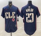 Nike Cleveland Indians #23 Josh Naylor blue majestic baseball jersey -BD 03