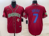 2023 World Cup Mexico #7 Julio Urias red blank majestic baseball jerseys 17