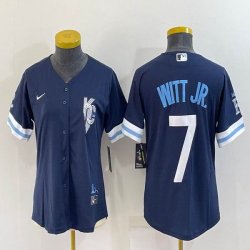 Women Nike Kansas City Royals #7 Bobby Witt Jr. blue majestic baseball jerseys City Version-BD