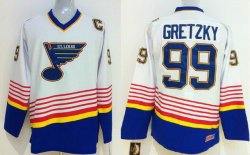 Reebok St. Louis Blues #99 Wayne Gretzky white hockey jersey C patch