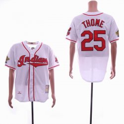 Indians #25 Jim Thome White throwback Baseball Jersey