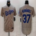 Nike Los Angeles Dodgers #37 Enrique Hernandez gray Flexbase Authentic Collection Jersey-BD